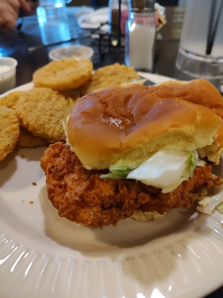 Fried Chicken Sandwich and Fried Green Tomatoes