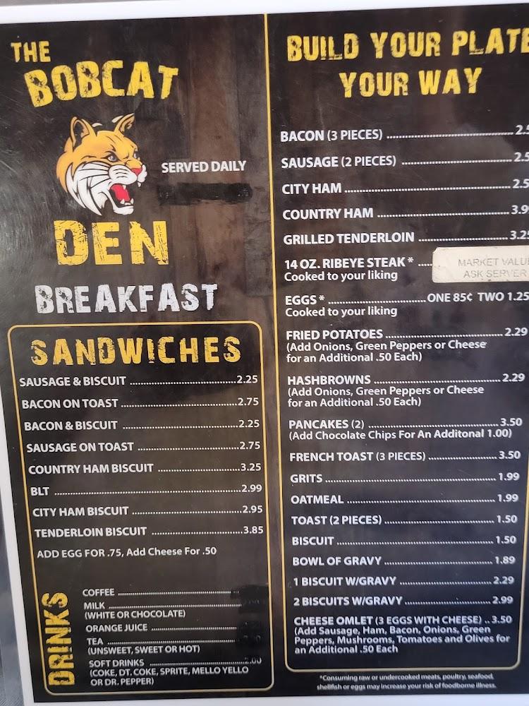 Bobcat Den Menu image 4